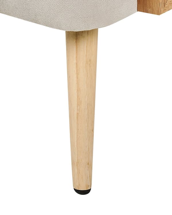 Lænestol Beige Polyester Stof Stuestol med Armlæn til Stuen Bred Hvilestol Fransk Rørflet Polstret Moderne Design Møbel
