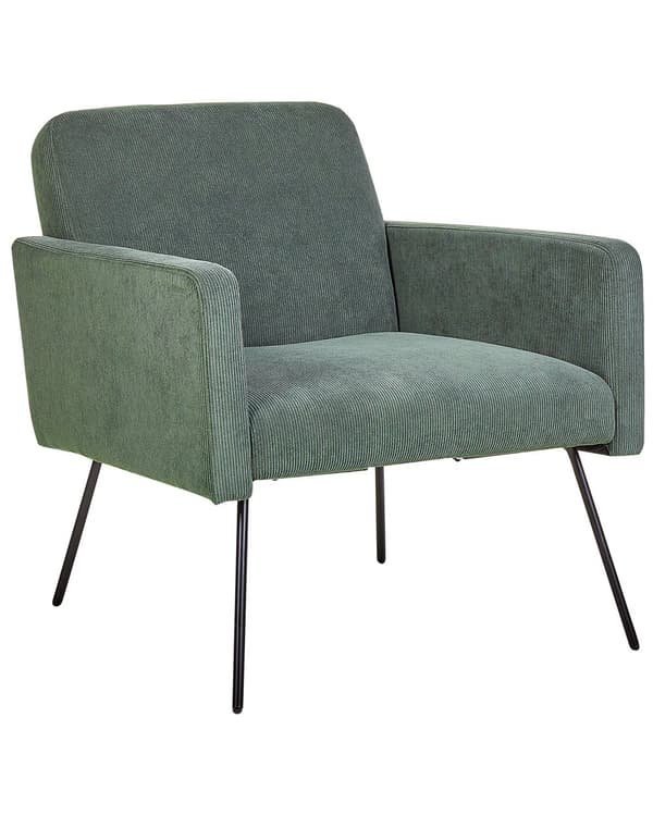 Fåtölj Mörkgrön Manchester Smala Svart Metallben Modern Retro Vardagsrum Sovrum