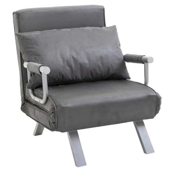 Rootz Relax fåtölj - Gästsäng - Armstöd - 3-i-1 - Schäslong - Dyna - Grå - 65 x 69 x 80 cm