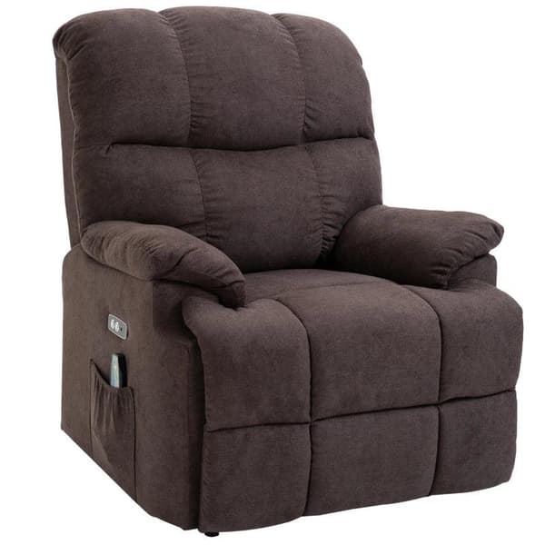 Rootz Fåtölj - TV-fåtölj - Massagestol - Fåtölj med ståhjälp - 160° justerbart ryggstöd - Massage- och värmefunktion - Brun - 83 cm x 95 cm x 105 cm