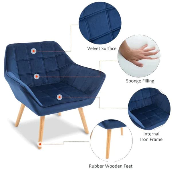 Rootz-nojatuoli - Yksi nojatuoli - Siipituoli samettisella päällyksellä - Puiset jalat - Koti - Makuuhuoneen kalusteet - Vihreä - 68,5 cm x 61 cm x 72