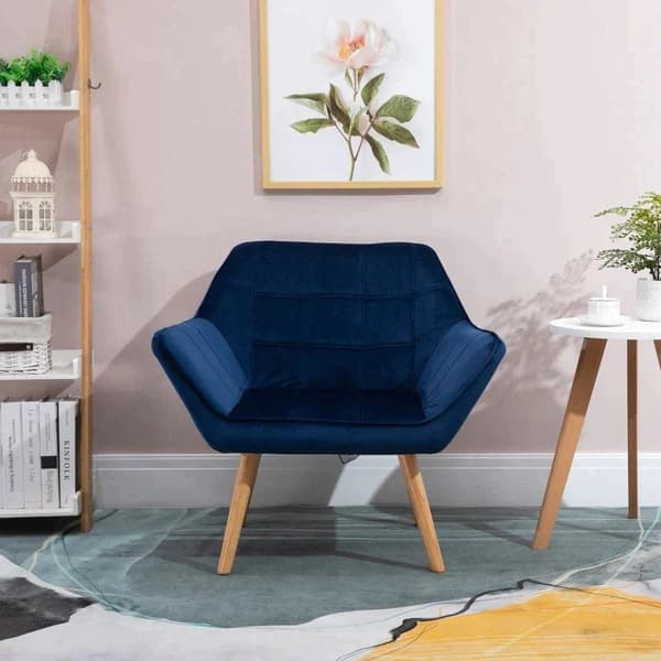 Rootz-nojatuoli - Yksi nojatuoli - Siipituoli samettisella päällyksellä - Puiset jalat - Koti - Makuuhuoneen kalusteet - Vihreä - 68,5 cm x 61 cm x 72
