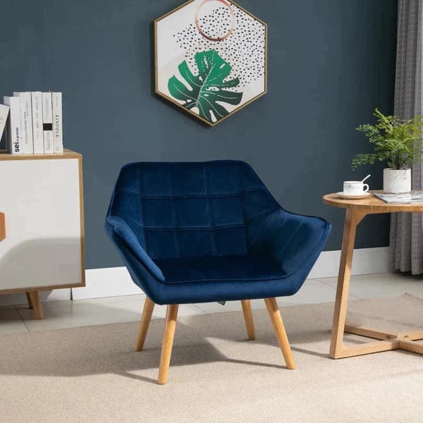 Rootz-nojatuoli - Yksi nojatuoli - Siipituoli samettisella päällyksellä - Puiset jalat - Koti - Makuuhuoneen kalusteet - Vihreä - 68,5 cm x 61 cm x 72