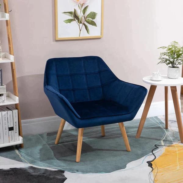 Rootz-nojatuoli - Yksi nojatuoli - Siipituoli samettisella päällyksellä - Puiset jalat - Koti - Makuuhuoneen kalusteet - Vihreä - 68,5 cm x 61 cm x 72