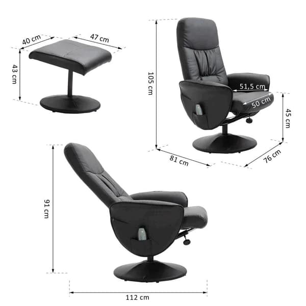Rootz Rentoutumistuoli - Hierontatuoli - Lepotuoli - Ergonominen tuoli - Rentoutumistuoli Jalkarahilla - Säilytystila Nojaustoiminto - TV-tuoli hieron