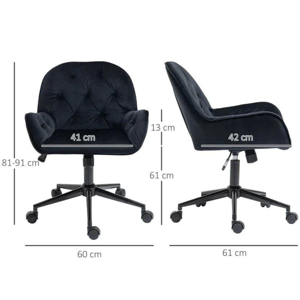 Rootz-nojatuoli - Toimistonojatuoli - Ergonominen tuoli - Vaahtomuovi - Metalli - samettinen polyesteri - Musta - 60 cm x 61 cm x 91 cm