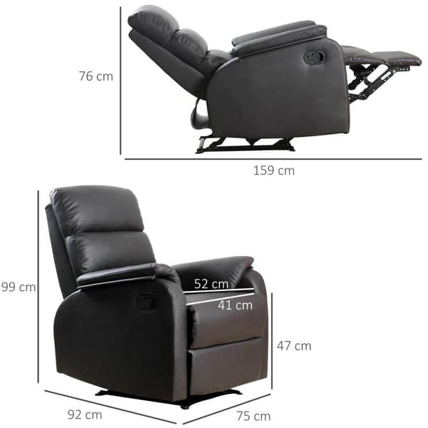 Rootz Lænestol - Hvilestol - Tv-stol - Sofastol - Hjørneskrivebord med CPU-stativ - Justerbar - Ergonomisk - Kunstlæder - Stål - Brun - 75 x 92 x 99 c