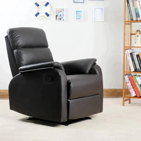 Rootz Lænestol - Hvilestol - Tv-stol - Sofastol - Hjørneskrivebord med CPU-stativ - Justerbar - Ergonomisk - Kunstlæder - Stål - Brun - 75 x 92 x 99 c