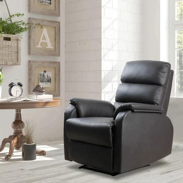Rootz Lænestol - Hvilestol - Tv-stol - Sofastol - Hjørneskrivebord med CPU-stativ - Justerbar - Ergonomisk - Kunstlæder - Stål - Brun - 75 x 92 x 99 c