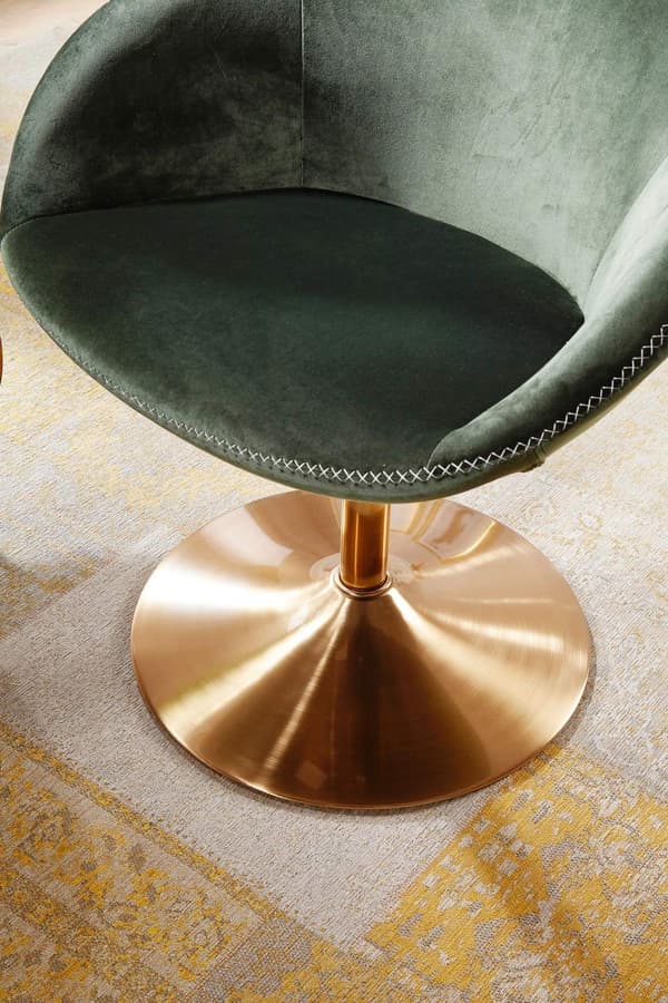 Rootz stol sammetsgrön - guld 70x79x70 cm design snurrstol - Klubbstol klädd stol med armstöd - Snurrstol Cocktailsessel Lounge - Barstol Besöksstol -