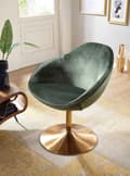 Miniatyrbild 4 av 7: Rootz stol sammetsgrön - guld 70x79x70 cm design snurrstol - Klubbstol klädd stol med armstöd - Snurrstol Cocktailsessel Lounge - Barstol Besöksstol -