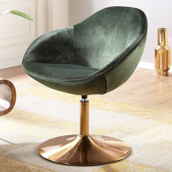 Rootz stol sammetsgrön - guld 70x79x70 cm design snurrstol - Klubbstol klädd stol med armstöd - Snurrstol Cocktailsessel Lounge - Barstol Besöksstol -