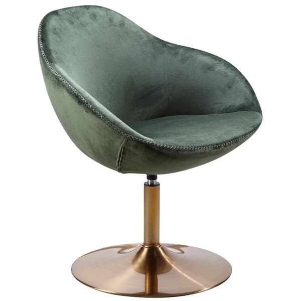 Rootz stol sammetsgrön - guld 70x79x70 cm design snurrstol - Klubbstol klädd stol med armstöd - Snurrstol Cocktailsessel Lounge - Barstol Besöksstol -