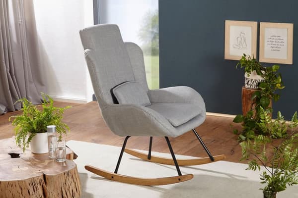 Rootz RocChair Grey Design Relax Chair 75 x 110 x 88,5 cm - Lænestolsstof - træ - Gyngelænestol med stel - Polstret Relax Chair RocChair - Moderne roc