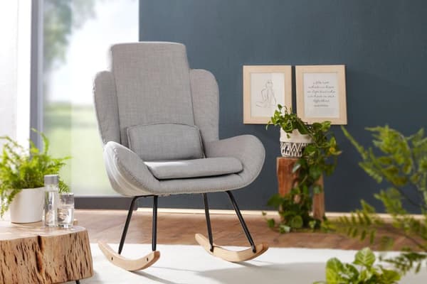 Rootz RocChair Grey Design Relax Chair 75 x 110 x 88,5 cm - Lænestolsstof - træ - Gyngelænestol med stel - Polstret Relax Chair RocChair - Moderne roc