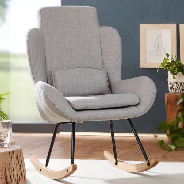 Rootz RocChair Grey Design Relax Chair 75 x 110 x 88,5 cm - Lænestolsstof - træ - Gyngelænestol med stel - Polstret Relax Chair RocChair - Moderne roc