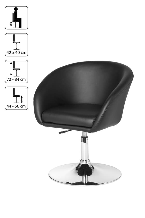 Rootz design relax lænestol lounge lænestol syntetisk læder cocktail lænestol sort - Drejelig lænestol - Spisestuestol 120 kg - Club lænestol læder lo