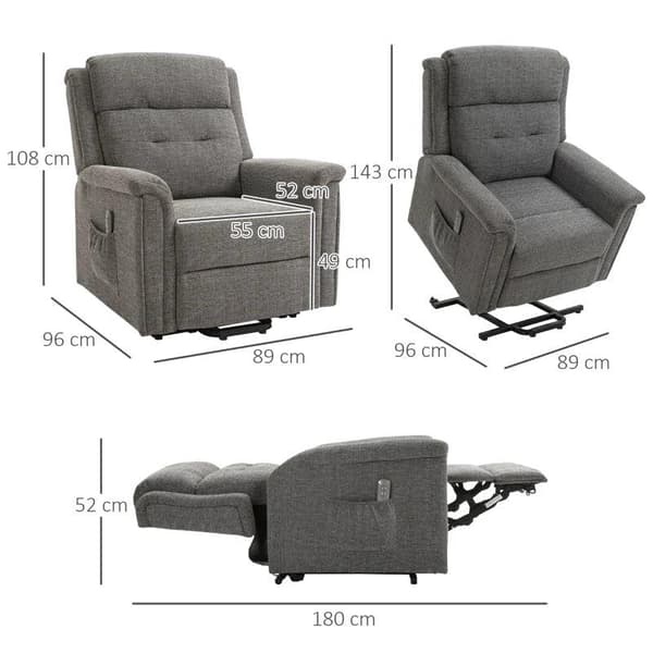 Rootz Recliner - Seisomatuoli - Nojatuoli - Tv-tuoli - Sis. Kaukosäädin - Jalkatuki - Teräs - Harmaa - 89L x 96L x 108K cm