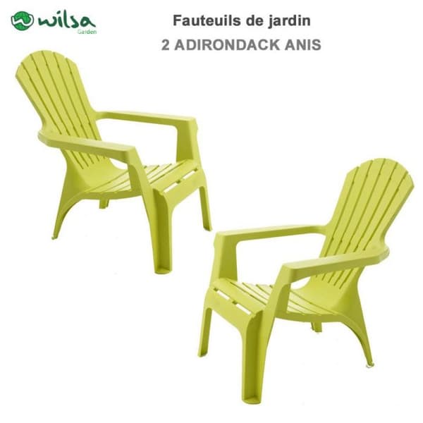 Adirondack-stol i polypropylen Wilsa Garden - Anis - 2 Adirondack-stolar