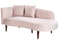 Miniatyrbilde 4 av 11: Sjeselong Lyserosa Rosa Fløyel polyester møbeltrekk Venstrevendt Mørke treben Ekstra puter Moderne design Stuemøbler