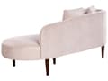 Miniatyrbilde 6 av 11: Sjeselong Lyserosa Rosa Fløyel polyester møbeltrekk Venstrevendt Mørke treben Ekstra puter Moderne design Stuemøbler