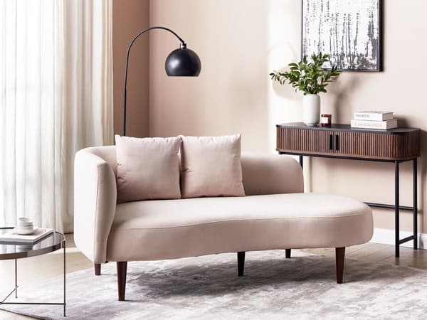 Sjeselong Lyserosa Rosa Fløyel polyester møbeltrekk Venstrevendt Mørke treben Ekstra puter Moderne design Stuemøbler