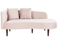 Miniatyrbilde 1 av 11: Sjeselong Lyserosa Rosa Fløyel polyester møbeltrekk Venstrevendt Mørke treben Ekstra puter Moderne design Stuemøbler