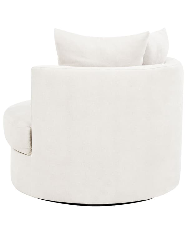 Lenestol Lys beige Polyester Understell i jern Roterende Uten armlener Rund form Puter med avtakbare trekk Moderne Hvilestol Stue Soverom