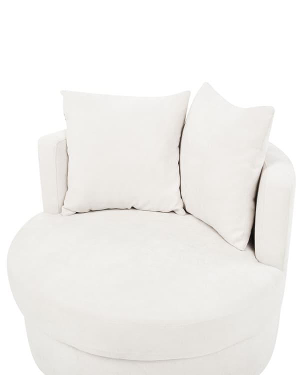 Lenestol Lys beige Polyester Understell i jern Roterende Uten armlener Rund form Puter med avtakbare trekk Moderne Hvilestol Stue Soverom