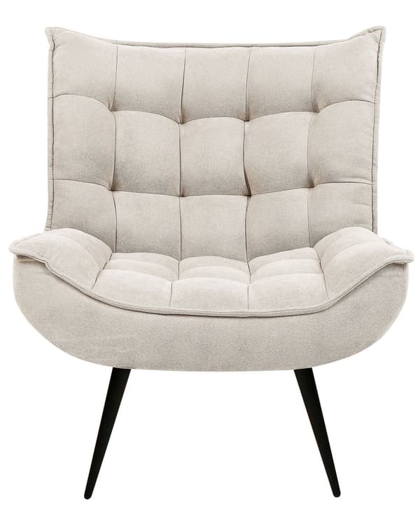 Lenestol Lys beige Svarte metallben Uten armlener Moderne design Hvilestol Stue Soverom