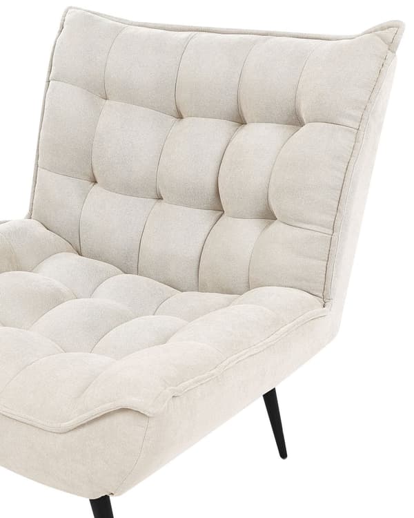Lenestol Lys beige Svarte metallben Uten armlener Moderne design Hvilestol Stue Soverom