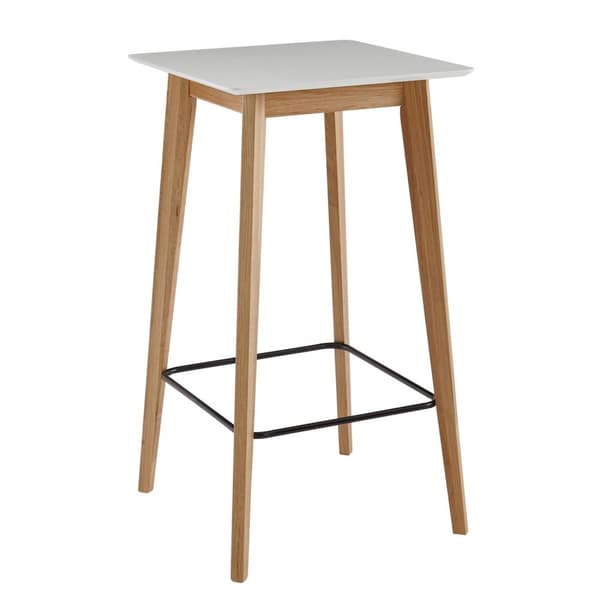 Rootz bord 60x110x60 cm hvid firkant - Barbord til 4 personer - Moderne bord til bar - Design festbord træ - Skandinavisk eg højbord
