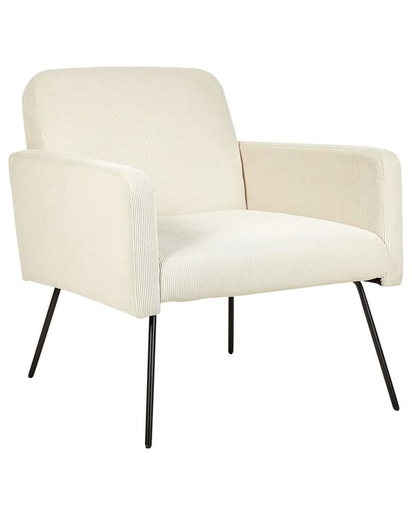 Lenestol Beige Kordfløyel Svarte metallben Moderne Retro Stue Soverom Hvilestol