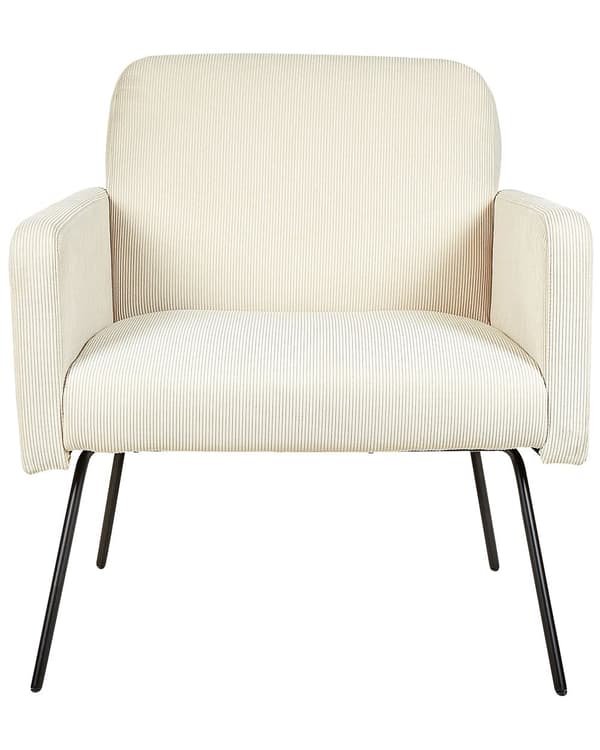 Lenestol Beige Kordfløyel Svarte metallben Moderne Retro Stue Soverom Hvilestol