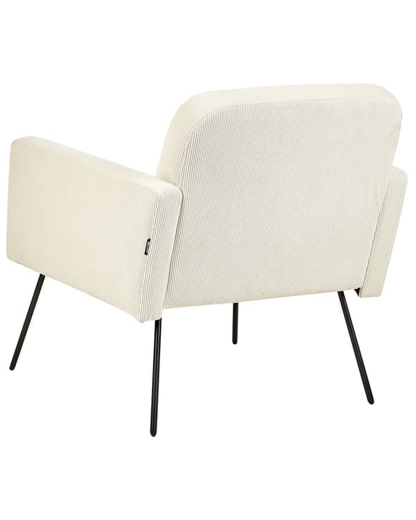 Lenestol Beige Kordfløyel Svarte metallben Moderne Retro Stue Soverom Hvilestol