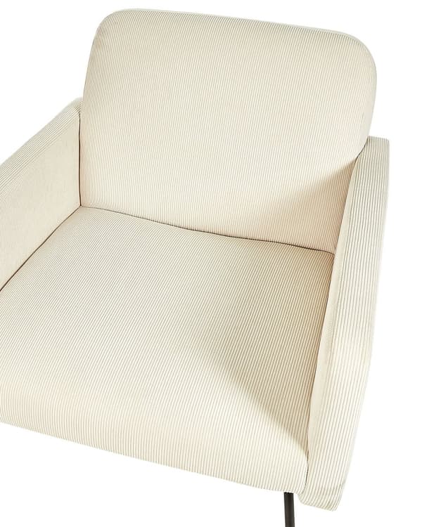 Lenestol Beige Kordfløyel Svarte metallben Moderne Retro Stue Soverom Hvilestol