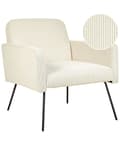 Miniatyrbilde 1 av 9: Lenestol Beige Kordfløyel Svarte metallben Moderne Retro Stue Soverom Hvilestol