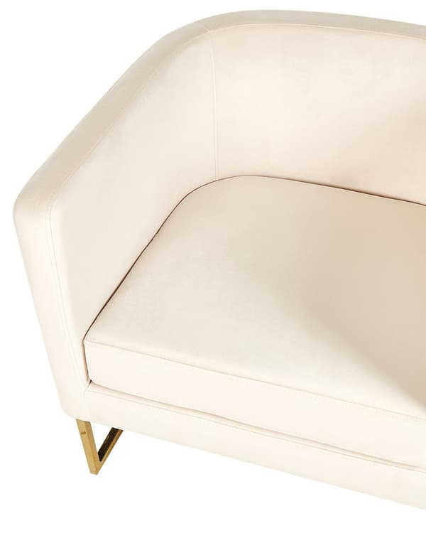 Lenestol Beige Fløyel Gyllen metallramme Rund ryggstøtte Glamorøs Moderne Stue Soverom Hvilestol