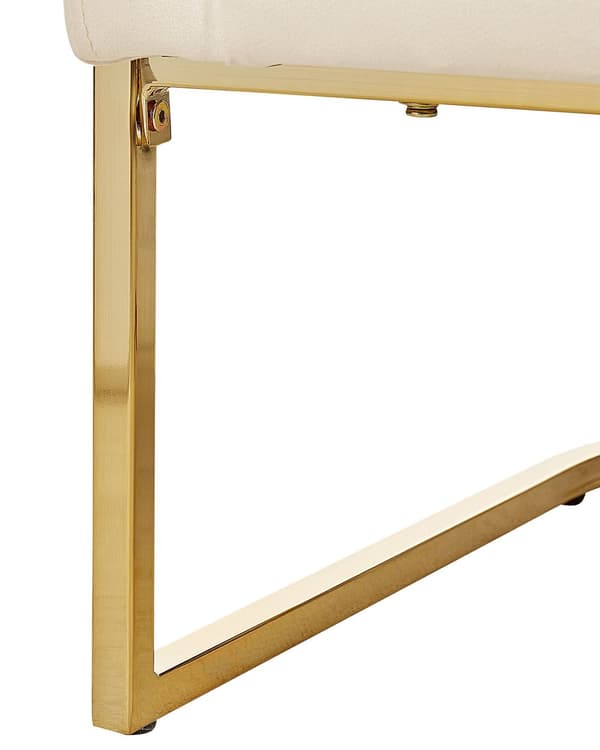 Lenestol Beige Fløyel Gyllen metallramme Rund ryggstøtte Glamorøs Moderne Stue Soverom Hvilestol
