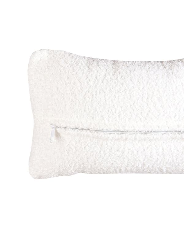 Lænestol hvid creme boucle cocktail sorte ben afrundet ryg glam retro stil lammeskind polstring