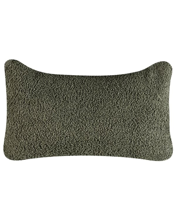 Mørkegrøn boucle cocktail lænestol sorte ben afrundet ryg glam retro stil lammeskind polstring