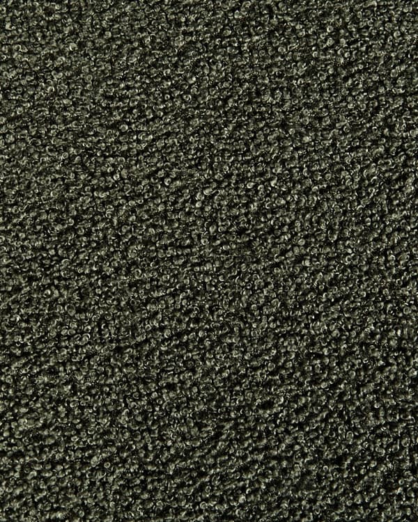 Mørkegrøn boucle cocktail lænestol sorte ben afrundet ryg glam retro stil lammeskind polstring