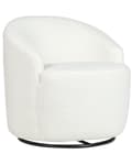 Miniatyrbillede 4 af 9: Hvid creme boucle cocktail lænestol sort drejelig base glam retro lammeskind polstring