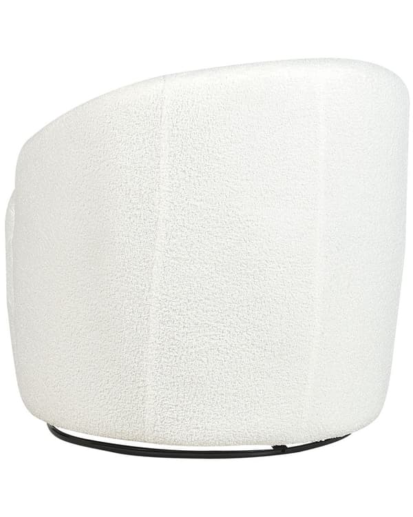Fåtölj Vit Kräm Boucle Tyg Mjukt Nubby Svart Bas Svängbar 360° Retro Glam Art Decor Style