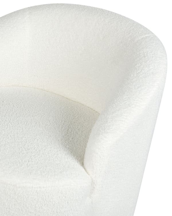 Fåtölj Vit Kräm Boucle Tyg Mjukt Nubby Svart Bas Svängbar 360° Retro Glam Art Decor Style