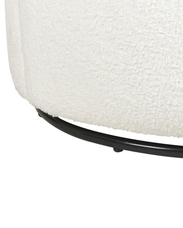 Fåtölj Vit Kräm Boucle Tyg Mjukt Nubby Svart Bas Svängbar 360° Retro Glam Art Decor Style
