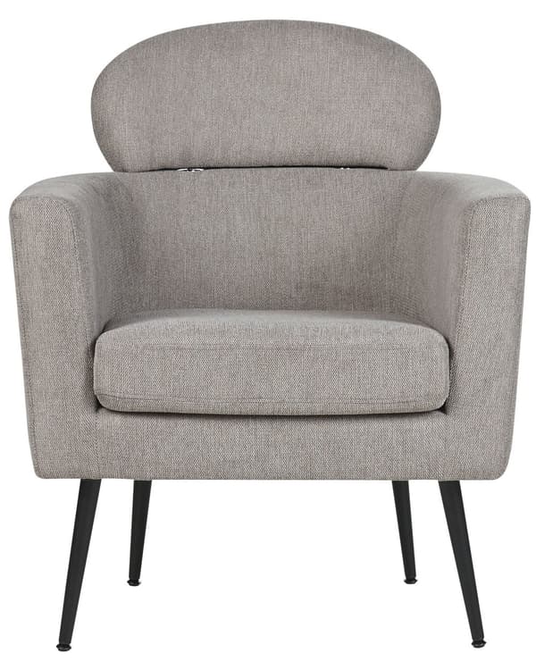 Fåtölj Taupe tyg mjuk klädsel Svarta ben med nackstöd Ryggstöd Retro Glam Art Decor Style