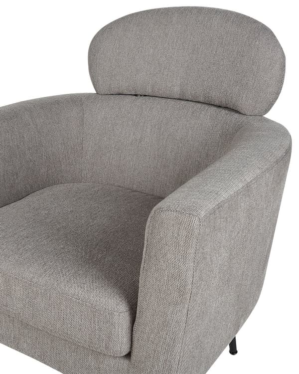 Fåtölj Taupe tyg mjuk klädsel Svarta ben med nackstöd Ryggstöd Retro Glam Art Decor Style
