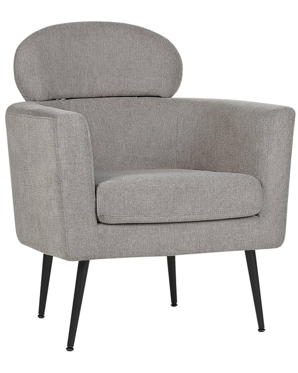 Fåtölj Taupe tyg mjuk klädsel Svarta ben med nackstöd Ryggstöd Retro Glam Art Decor Style