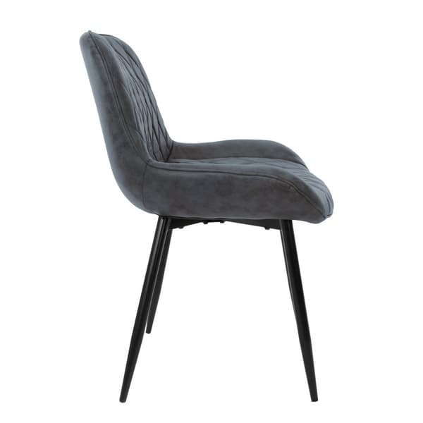 ML-Design 4-delat set matsalsstolar med rygg- och armstöd; antracit; sits i PU-konstläder; metallben; köksstolar; vardagsrumstolar; stoppad stol